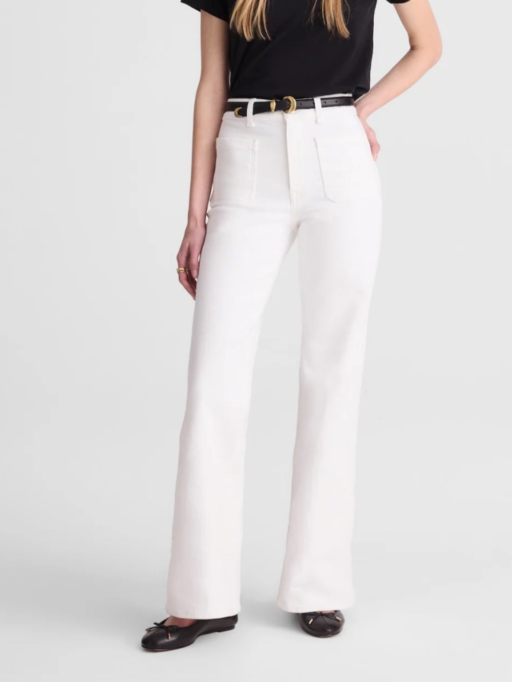 Madewell tile white The Emmy Wide-Leg Jean in Super Stretch Denim